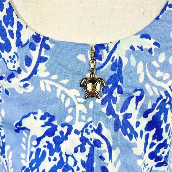 Lilly Pulitzer Mila Stretch Shift Dress Blue Peri Turtley Awesome Scoop Back 4 - Picture 7 of 8